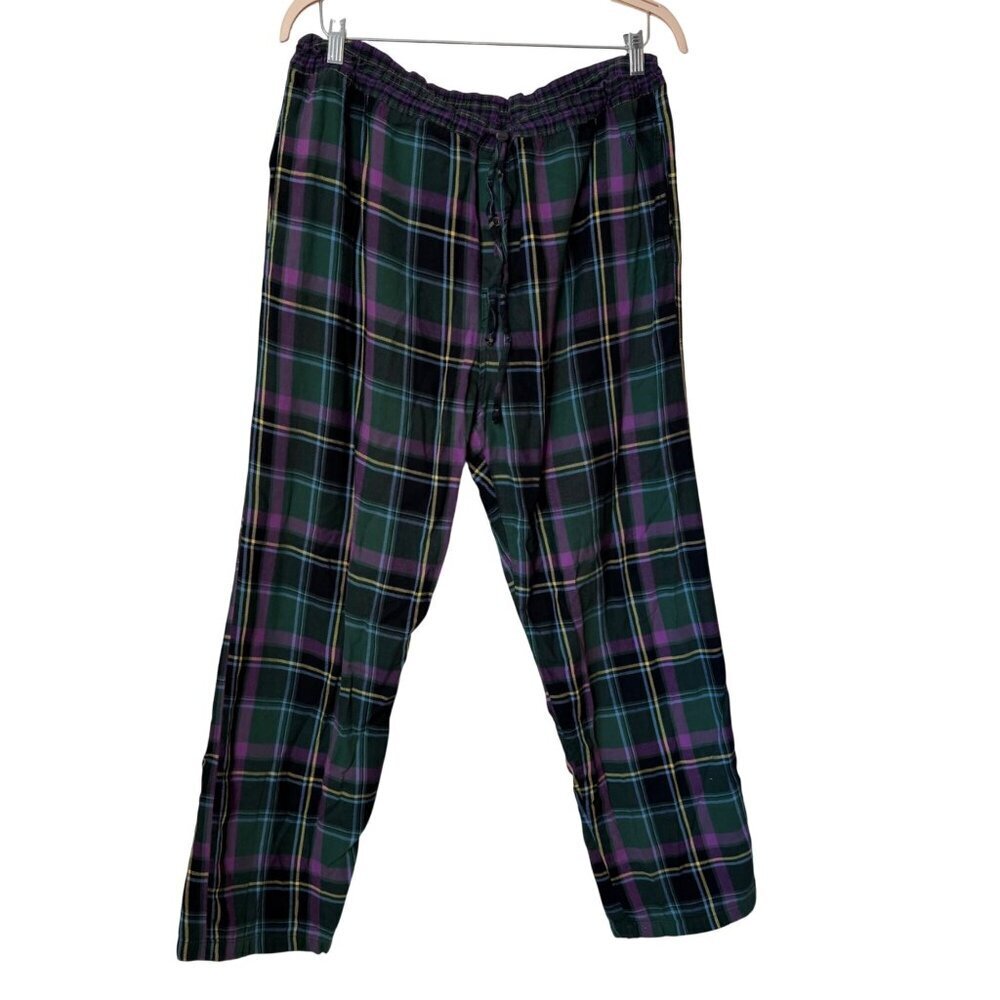 Polo Ralph Lauren Mens Plaid Cotton Sleepwear Pants M 32-34 Green & Purple